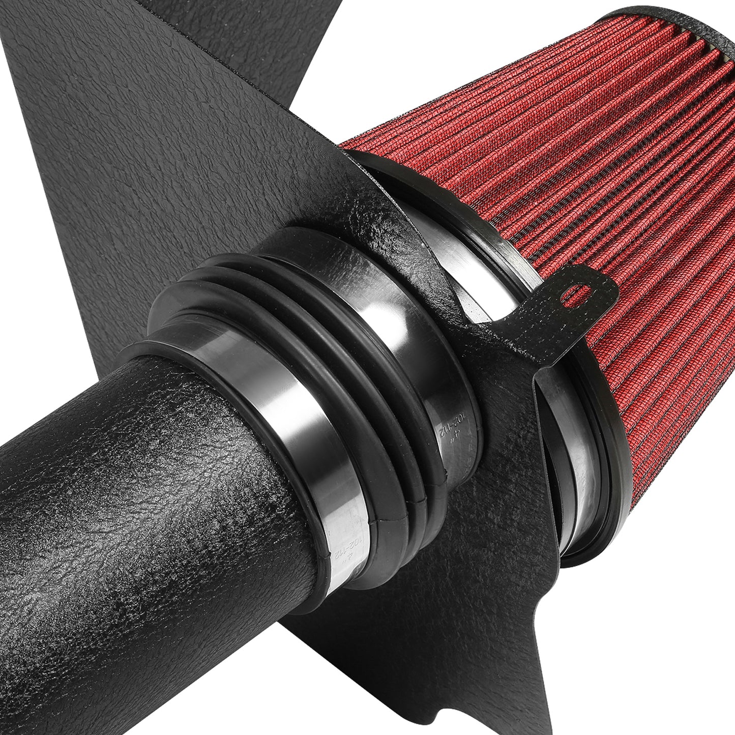 FILTRO DE AIRE ALTO FLUJO HEAT SHIELD - 05-10 CHRYSLER 300 / 08-10 DODGE CHALLENGER / 06-10 CHALLENGER / 05-08 MAGNUM - FITS MODELS WITH 5.7L, 6.1L V8 ENGINE ONLY - ALUMINUM PIPING - WRINKLE FINISH - BLACK