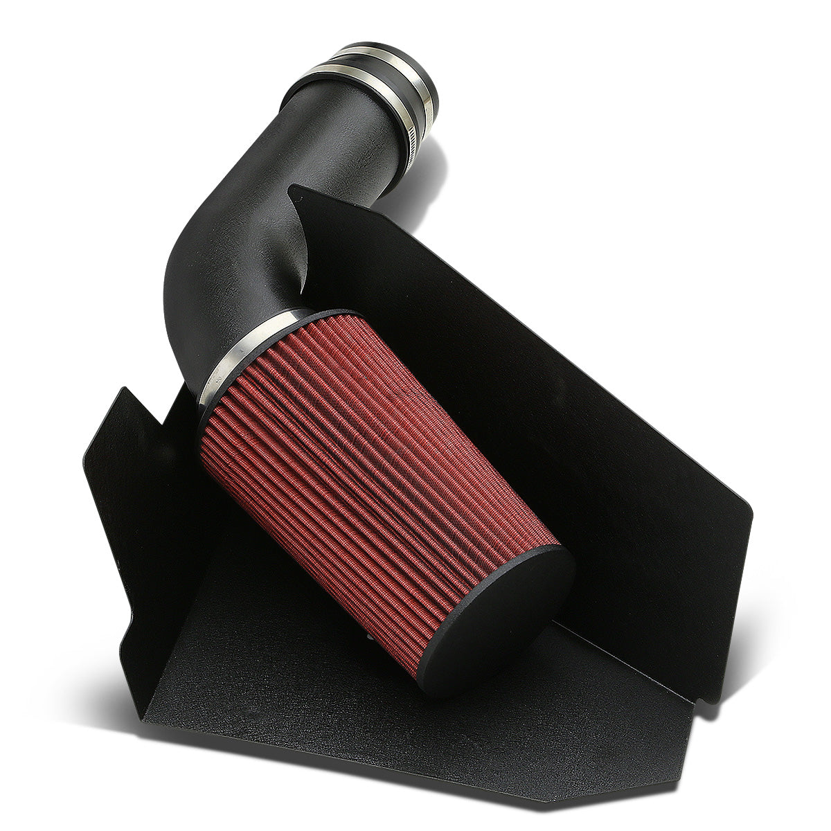 FILTRO DE AIRE ALTO FLUJO HEAT SHIELD - 99-00 CHEVY C/K 1500, 2500, 3500, SUBURBAN MODELS 5.0L, 5.7L V8, TAHOE 5.0L, 5.7L VB, GMC C/K 1500, 2500, 3500, SUBURBAN MODELS 5.0L, 5.7L V8, YUKON 5.0L, 5.7L V8 - ALUMINUM PIPING - WRINKLE FINISH - BLACK