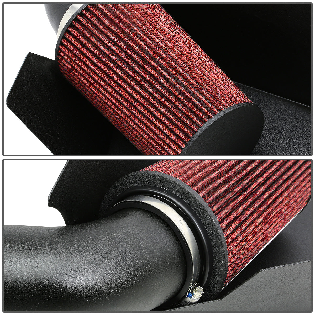 FILTRO DE AIRE ALTO FLUJO HEAT SHIELD - 99-00 CHEVY C/K 1500, 2500, 3500, SUBURBAN MODELS 5.0L, 5.7L V8, TAHOE 5.0L, 5.7L VB, GMC C/K 1500, 2500, 3500, SUBURBAN MODELS 5.0L, 5.7L V8, YUKON 5.0L, 5.7L V8 - ALUMINUM PIPING - WRINKLE FINISH - BLACK