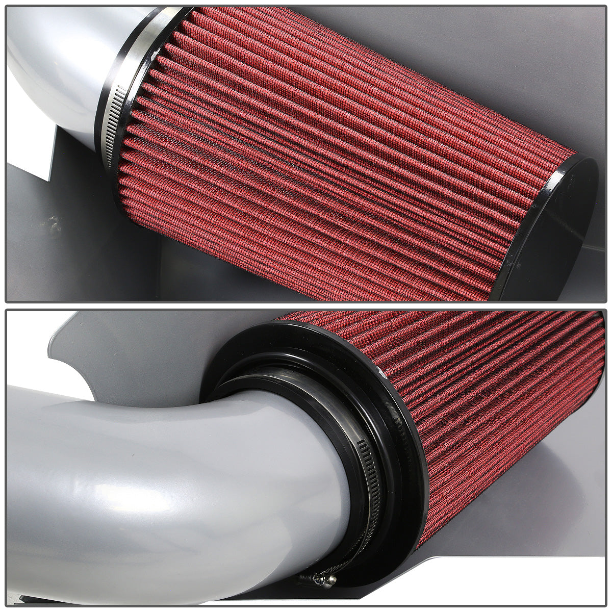 FILTRO DE AIRE ALTO FLUJO HEAT SHIELD - 96-00 CHEVY C/K-SERIES / YUKON / TAHOE 5.0L / 5.7L - ALUMINUM PIPING - SILVER