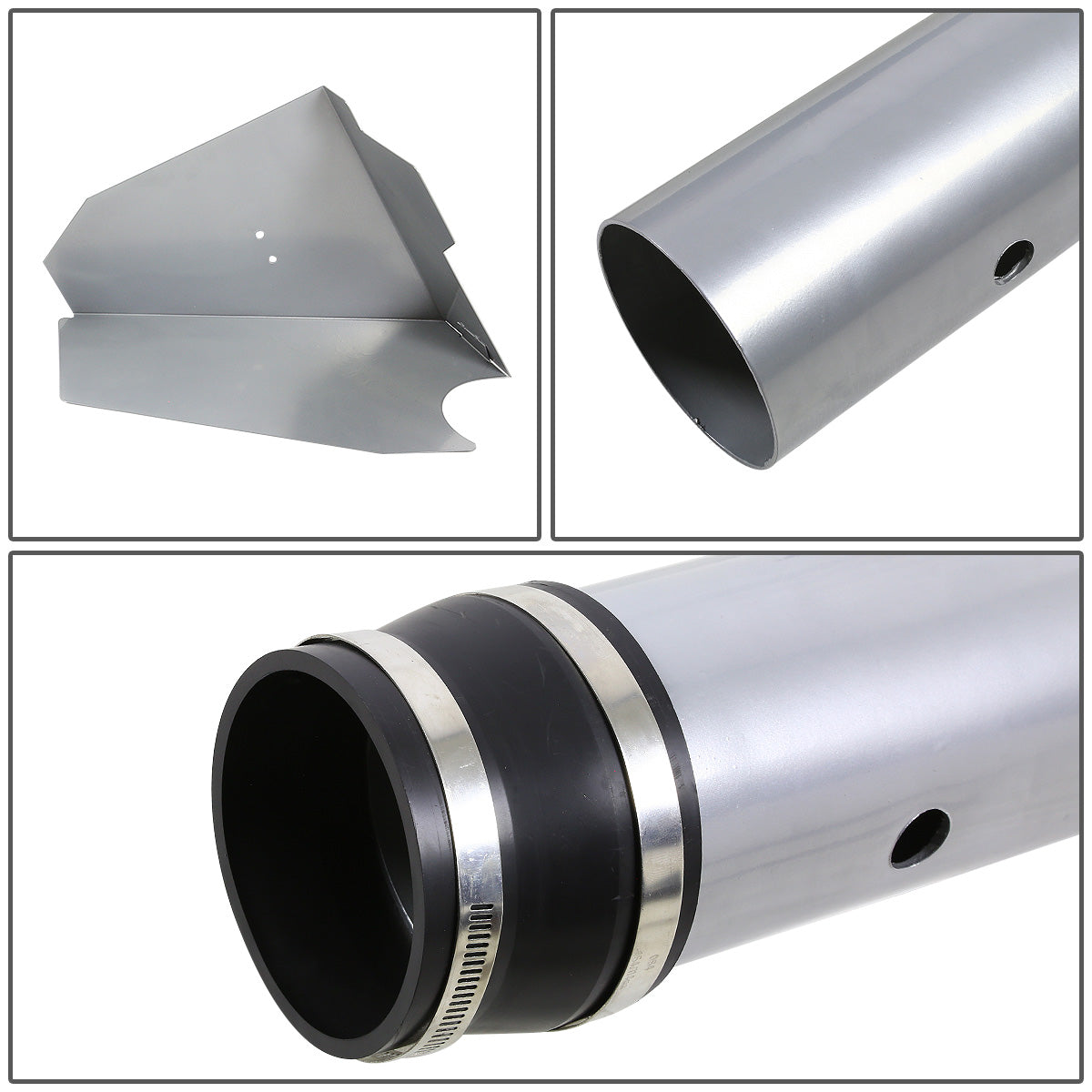 FILTRO DE AIRE ALTO FLUJO HEAT SHIELD - 96-00 CHEVY C/K-SERIES / YUKON / TAHOE 5.0L / 5.7L - ALUMINUM PIPING - SILVER