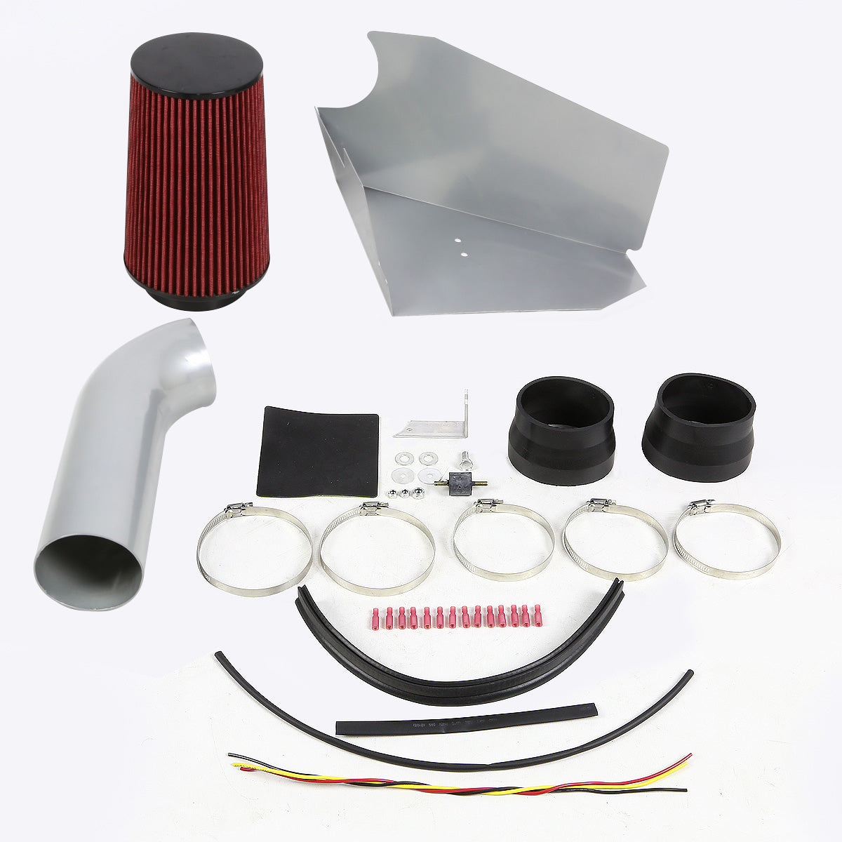 FILTRO DE AIRE ALTO FLUJO HEAT SHIELD - 96-00 CHEVY C/K-SERIES / YUKON / TAHOE 5.0L / 5.7L - ALUMINUM PIPING - SILVER