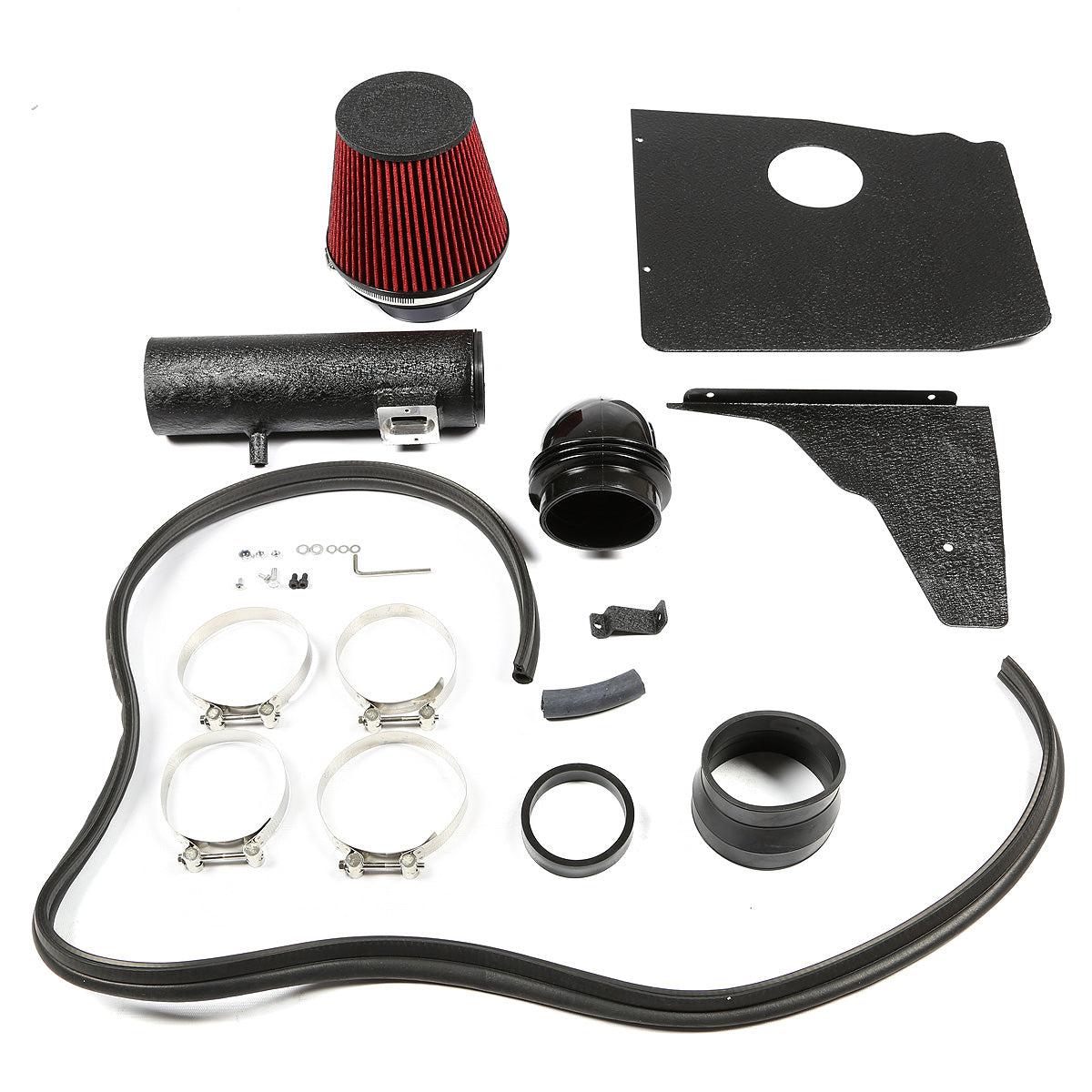 FILTRO DE AIRE ALTO FLUJO HEAT SHIELD - 10-11 CHEVROLET CAMARO 3.6L V6 - ALUMINUM PIPING - WRINKLE FINISH - BLACK