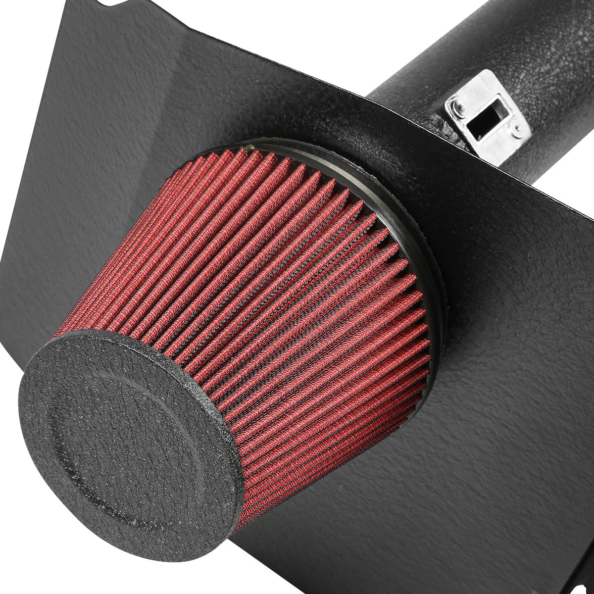 FILTRO DE AIRE ALTO FLUJO HEAT SHIELD - 10-15 CHEVROLET CAMARO 6.2L V8 - ALUMINUM PIPING - WRINKLE FINISH - BLACK