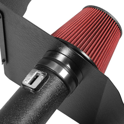 FILTRO DE AIRE ALTO FLUJO HEAT SHIELD - 10-15 CHEVROLET CAMARO 6.2L V8 - ALUMINUM PIPING - WRINKLE FINISH - BLACK