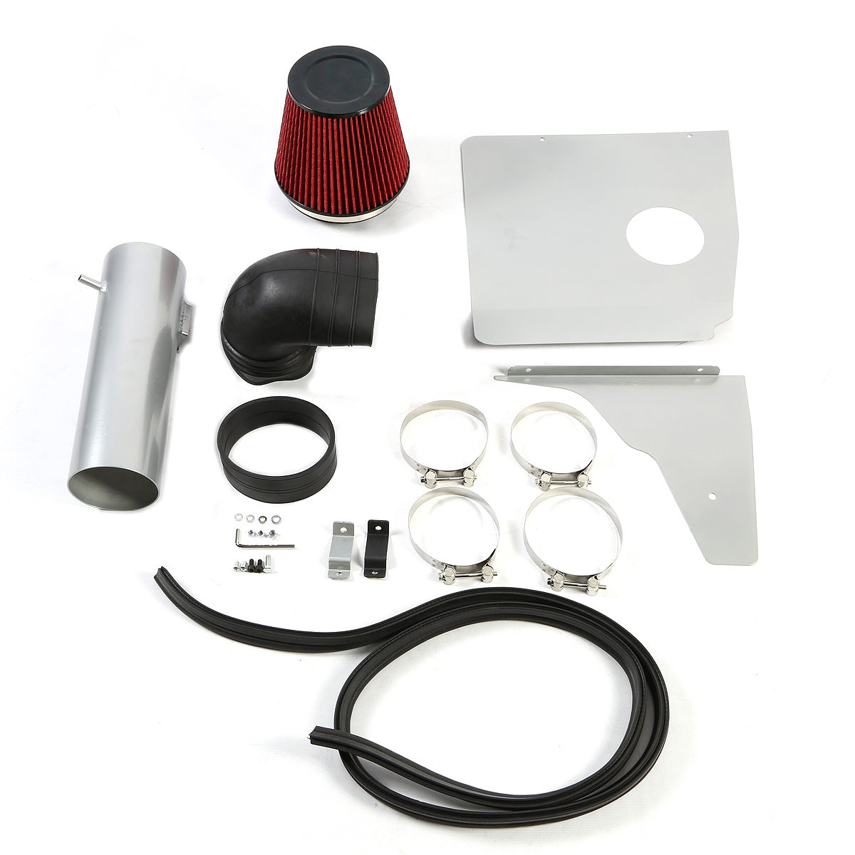 FILTRO DE AIRE ALTO FLUJO HEAT SHIELD - 10-15 CHEVROLET CAMARO 6.2L V8 - ALUMINUM PIPING - SILVER