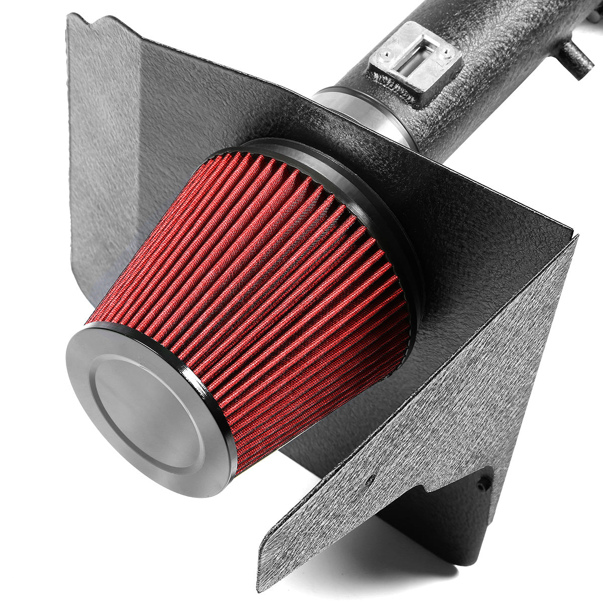 FILTRO DE AIRE ALTO FLUJO HEAT SHIELD - 12-15 CHEVROLET CAMARO 3.6L V6 - ALUMINUM PIPING - WRINKLE FINISH - BLACK