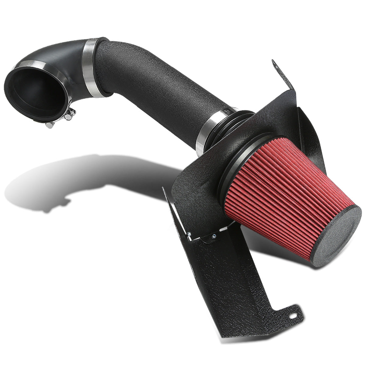 FILTRO DE AIRE ALTO FLUJO HEAT SHIELD - 07-14 SILVERADO/TAHOE/SUBURBAN/YUKON/-13 CHEVY AVALANCHE 4.8L / 5.3L / 6.0L - ALUMINUM PIPING - WRINKLE FINISH - BLACK