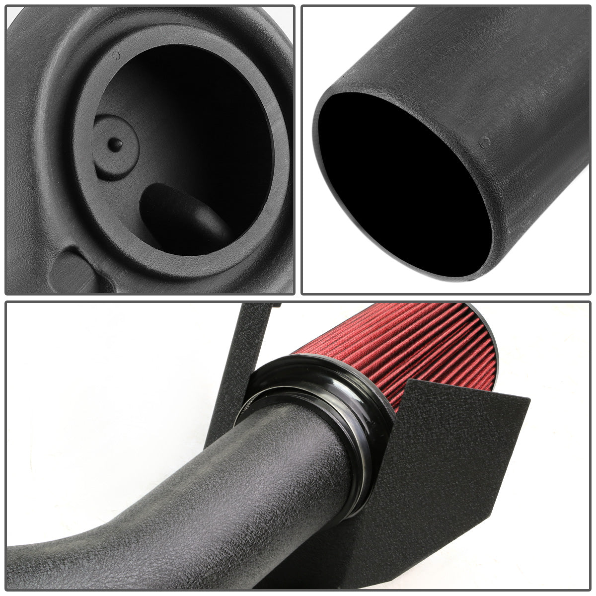 FILTRO DE AIRE ALTO FLUJO HEAT SHIELD - 97-99 DODGE DAKOTA V8 / 98-99 DURANGO V8 - ALUMINUM PIPING - WRINKLE FINISH - BLACK