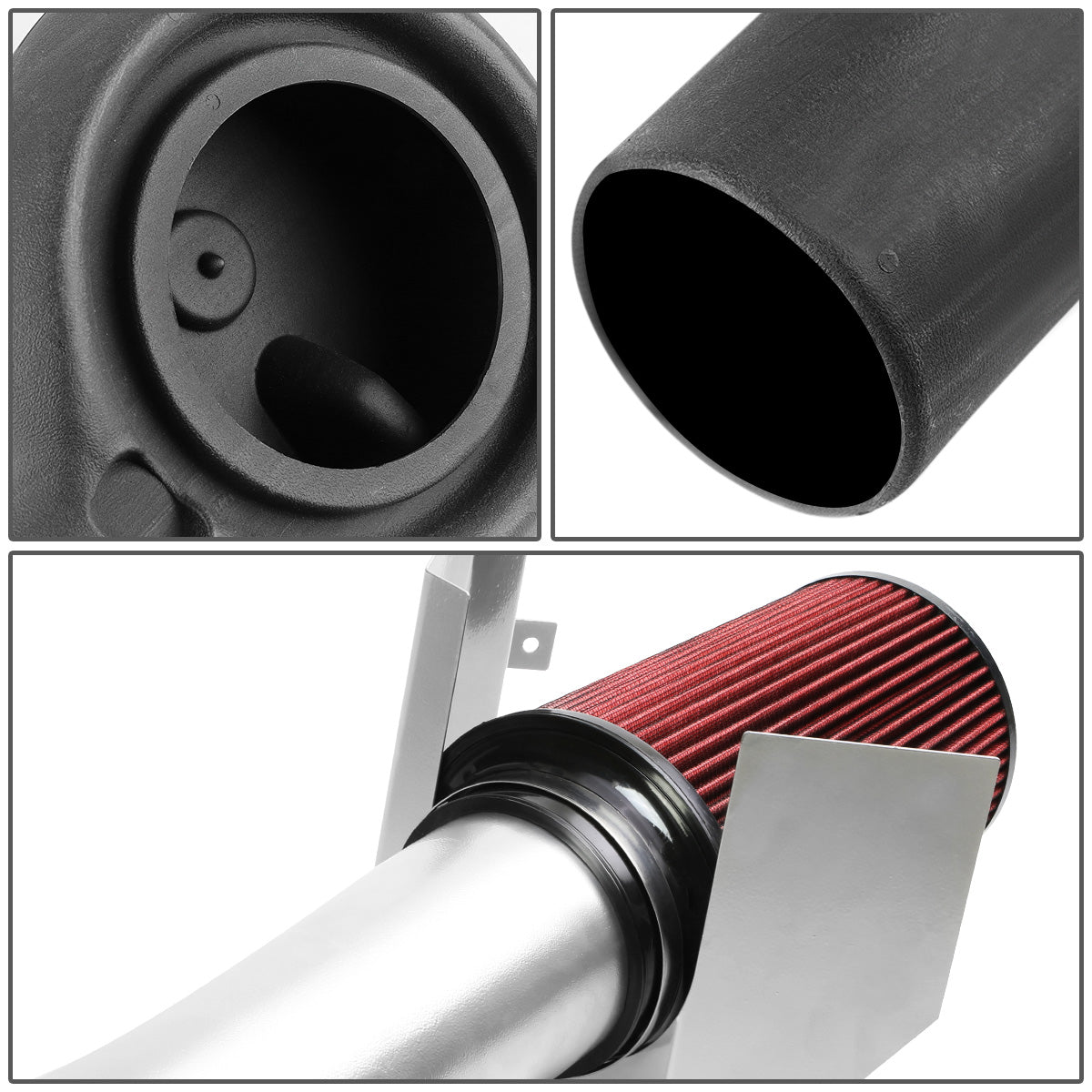 FILTRO DE AIRE ALTO FLUJO HEAT SHIELD - 97-99 DODGE DAKOTA V8 / 98-99 DURANGO V8 - ALUMINUM PIPING - SILVER