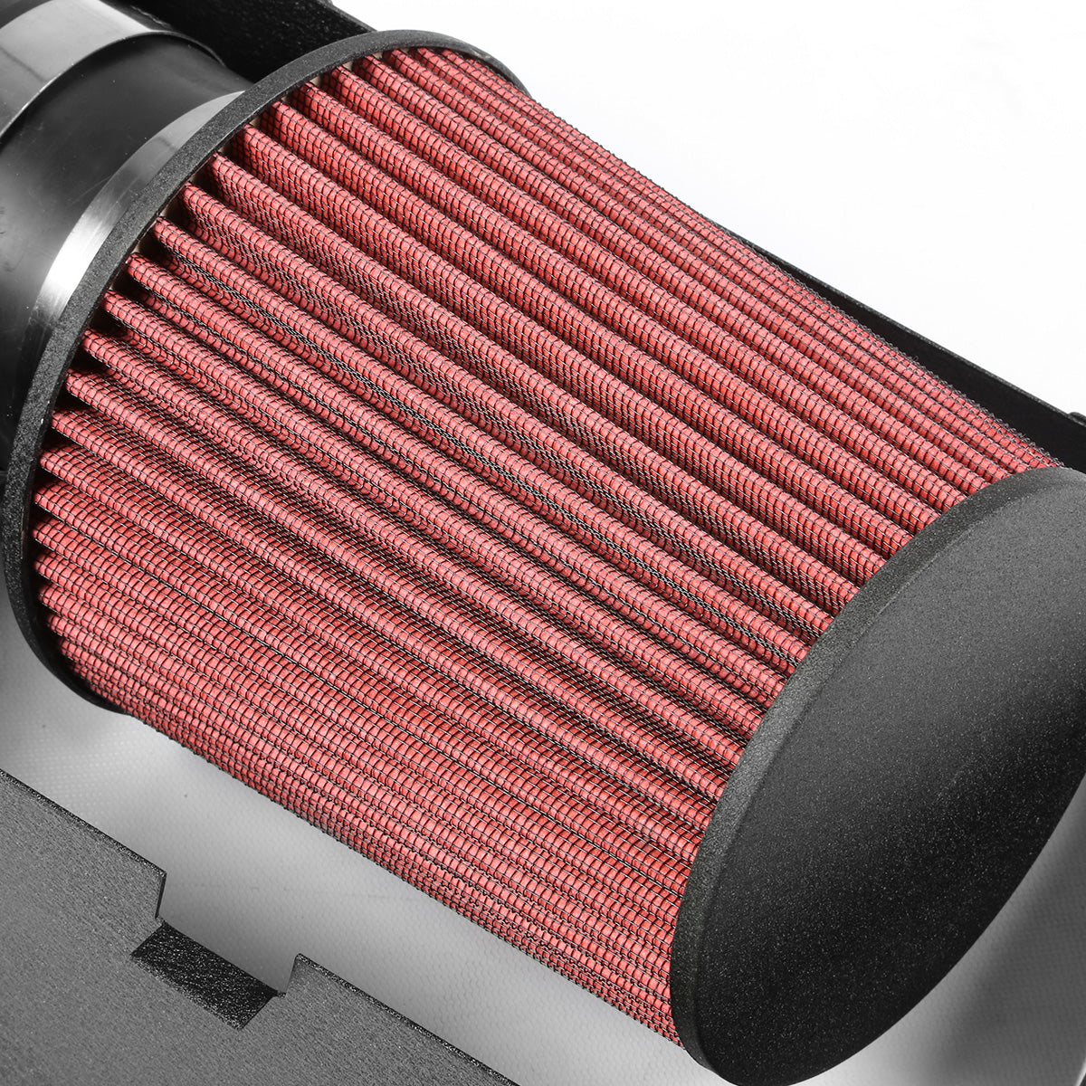 FILTRO DE AIRE ALTO FLUJO HEAT SHIELD - 05-08 DODGE MAGNUM RT/SRT8 5.7L/6.1L V8 - ALUMINUM PIPING - WRINKLE FINISH - BLACK