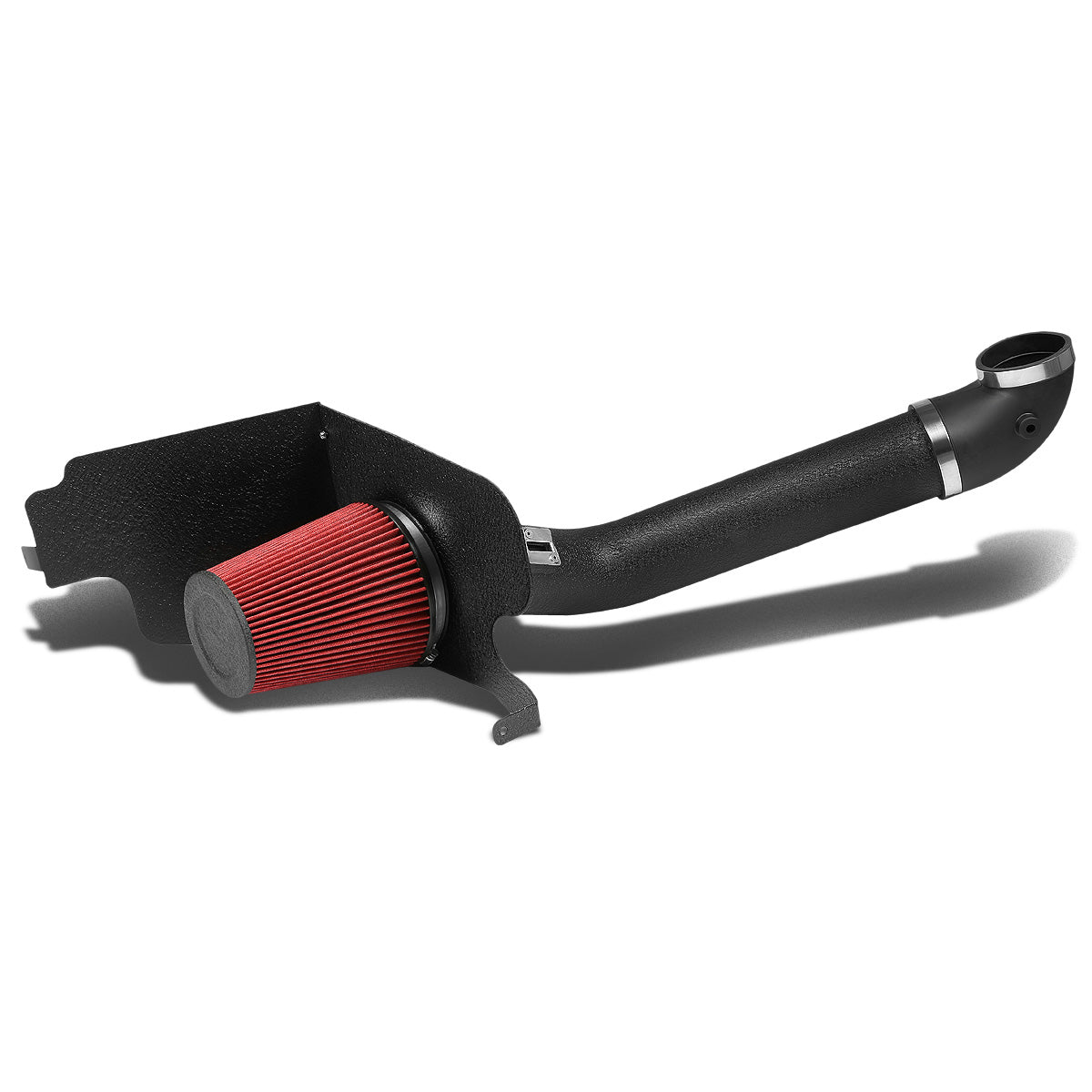 FILTRO DE AIRE ALTO FLUJO HEAT SHIELD - 04-08 FORD F-150 5.4L V8 - ALUMINUM PIPING - WRINKLE FINISH - BLACK