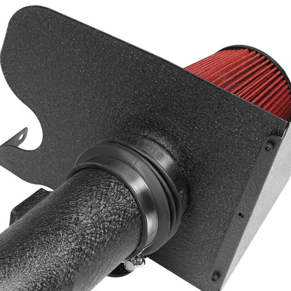 FILTRO DE AIRE ALTO FLUJO HEAT SHIELD - 04-08 FORD F-150 5.4L V8 - ALUMINUM PIPING - WRINKLE FINISH - BLACK
