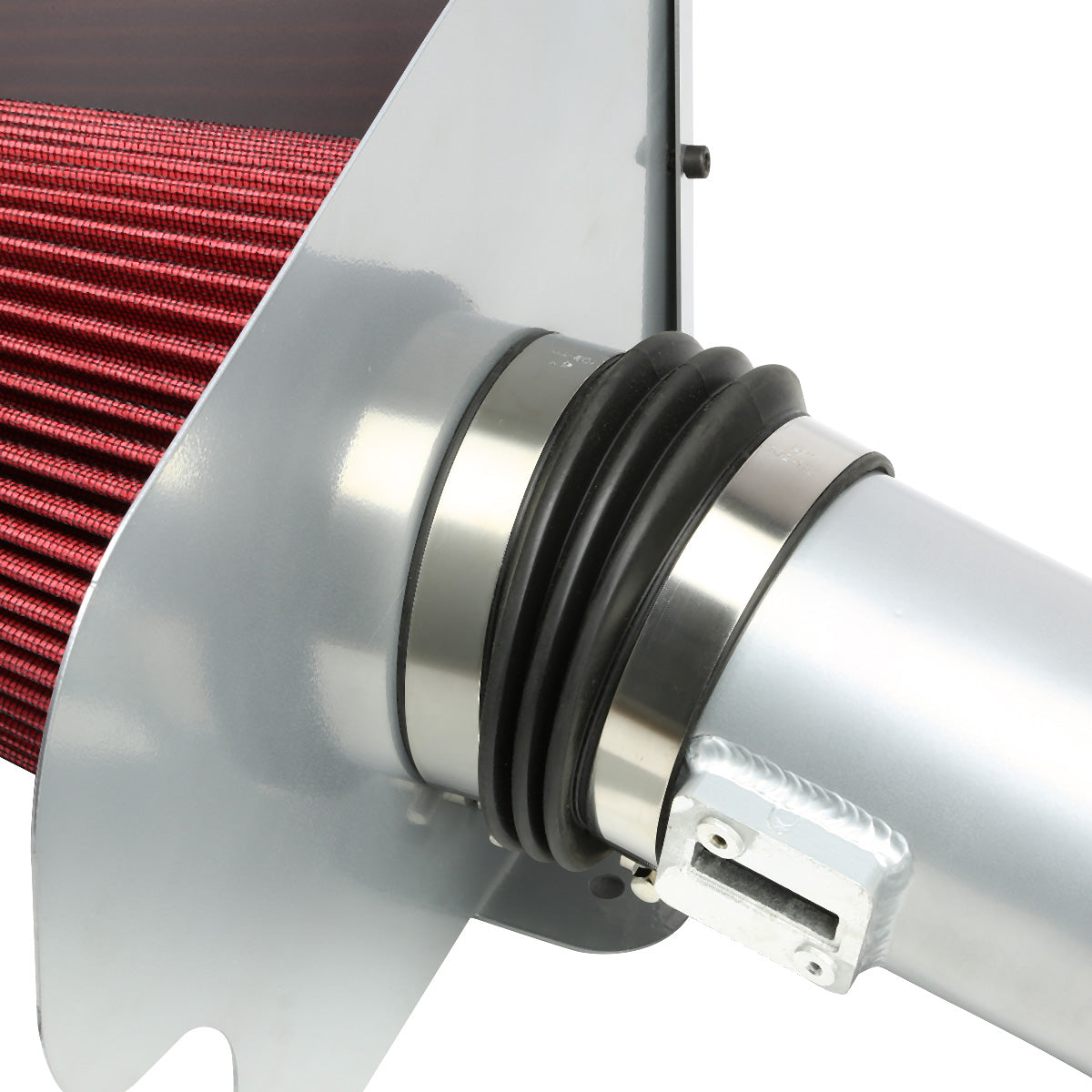 FILTRO DE AIRE ALTO FLUJO HEAT SHIELD - 04-08 FORD F-150 5.4L V8 - ALUMINUM PIPING - SILVER