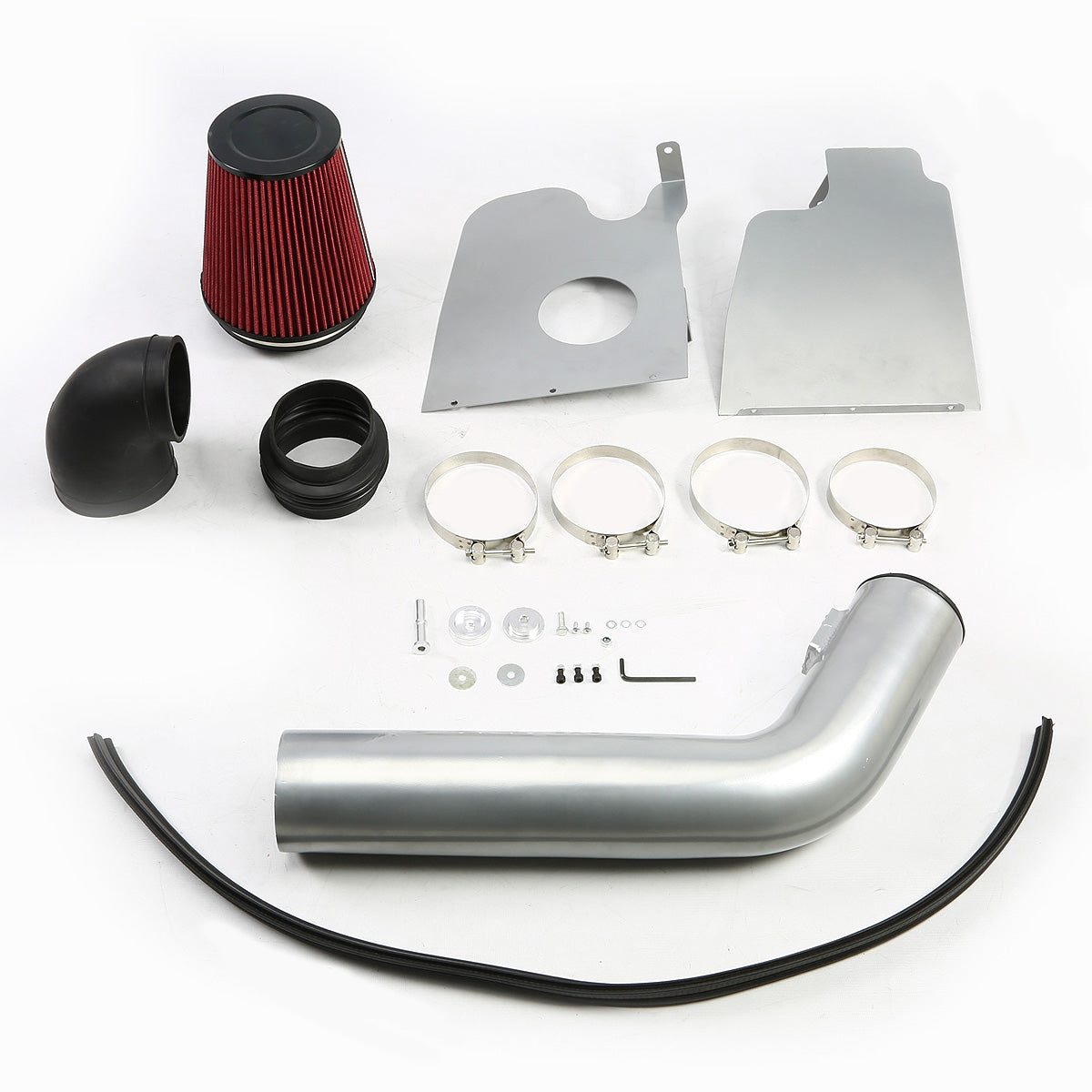 FILTRO DE AIRE ALTO FLUJO HEAT SHIELD - 04-08 FORD F-150 5.4L V8 - ALUMINUM PIPING - SILVER