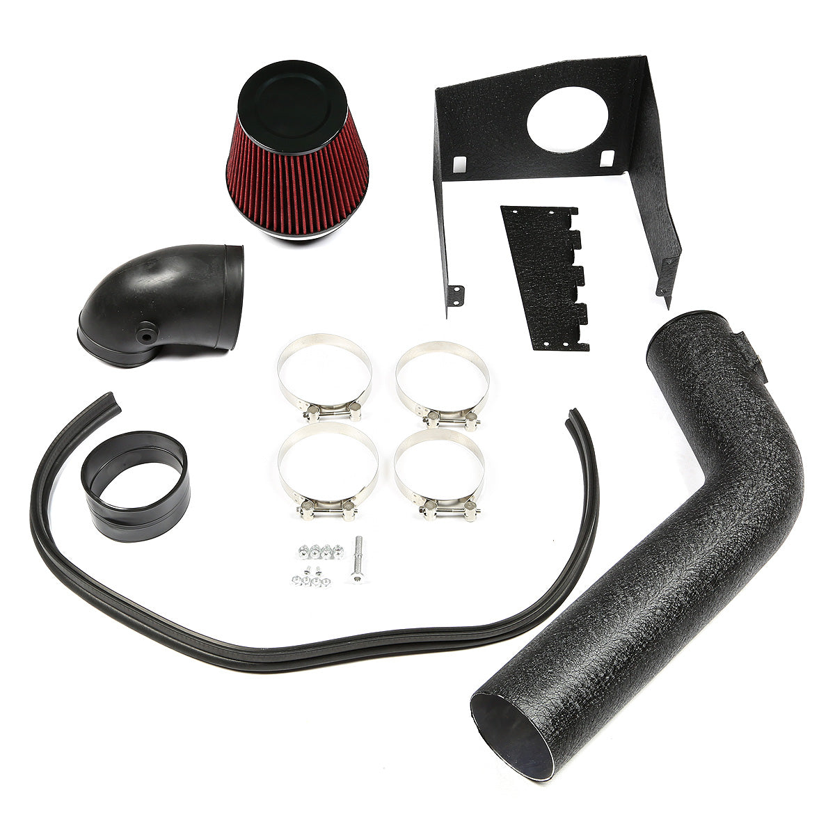 FILTRO DE AIRE ALTO FLUJO HEAT SHIELD - 09-10 FORD F-150 / 07-14 EXPEDITION, LINCOLN NAVIGATOR - FITS MODELS WITH 5.4L V8 ENGINE ONLY - ALUMINUM PIPING - WRINKLE FINISH - BLACK