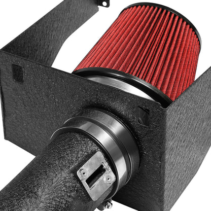 FILTRO DE AIRE ALTO FLUJO HEAT SHIELD - 09-10 FORD F-150 / 07-14 EXPEDITION, LINCOLN NAVIGATOR - FITS MODELS WITH 5.4L V8 ENGINE ONLY - ALUMINUM PIPING - WRINKLE FINISH - BLACK