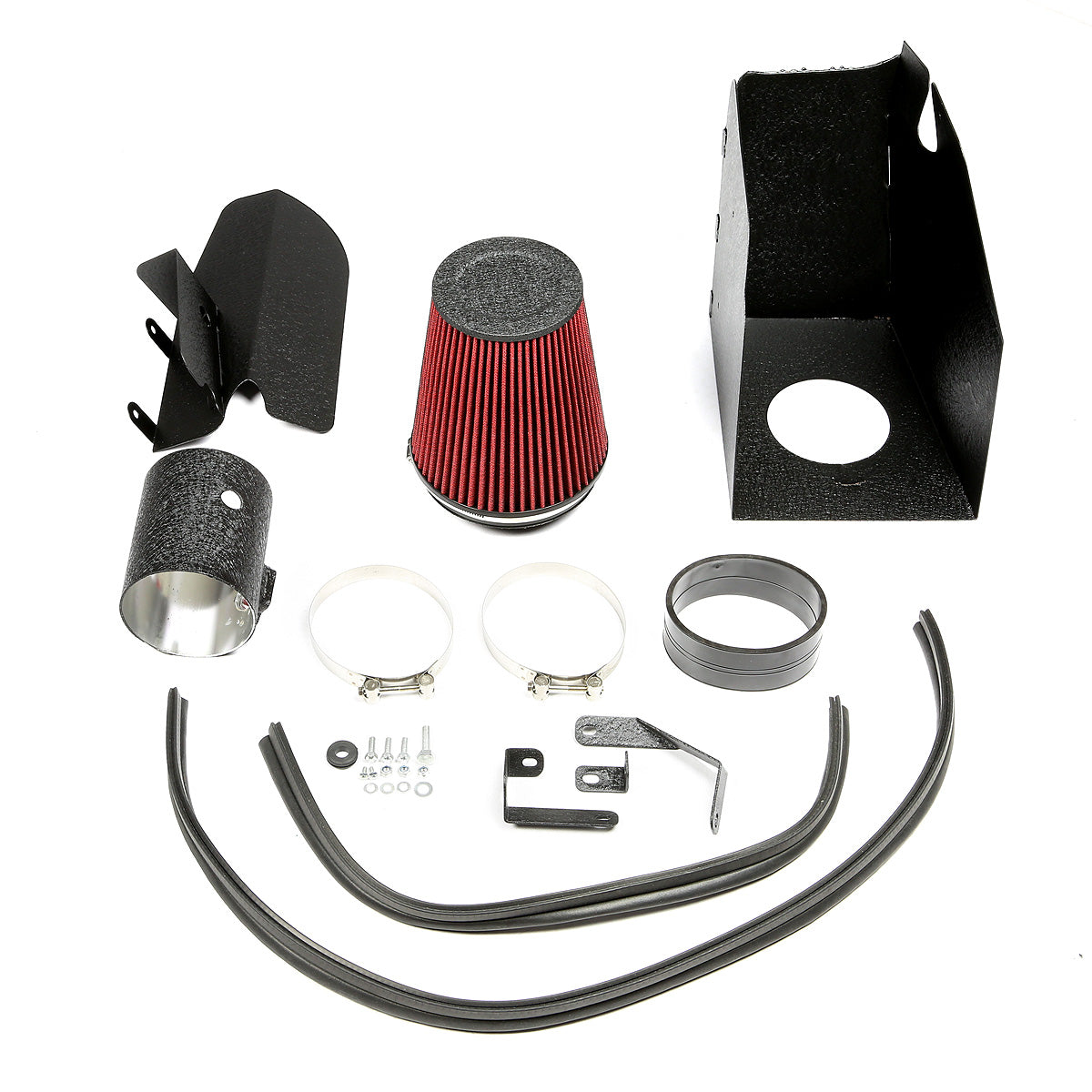 FILTRO DE AIRE ALTO FLUJO HEAT SHIELD - 08-10 FORD F-250, F-350, F-450 SUPER DUTY 6.4L - ALUMINUM PIPING - WRINKLE FINISH - BLACK
