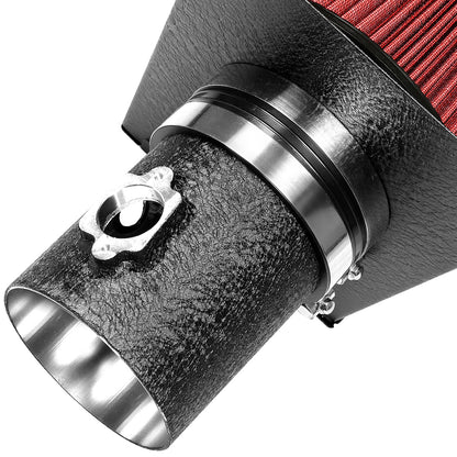FILTRO DE AIRE ALTO FLUJO HEAT SHIELD - 08-10 FORD F-250, F-350, F-450 SUPER DUTY 6.4L - ALUMINUM PIPING - WRINKLE FINISH - BLACK