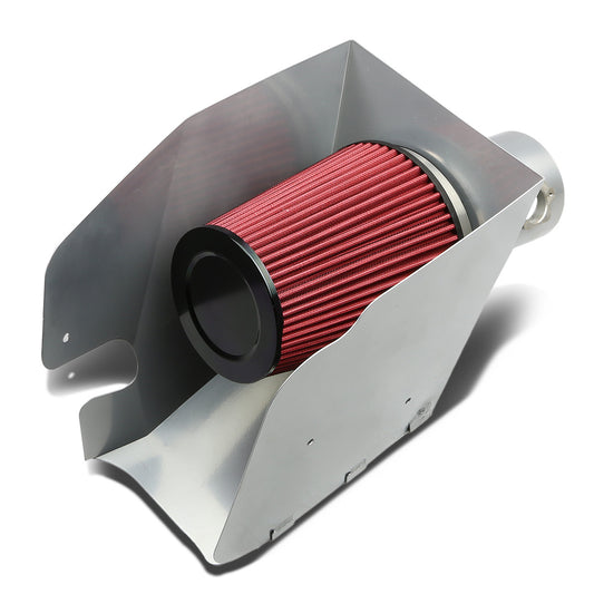 FILTRO DE AIRE ALTO FLUJO HEAT SHIELD - 99-04 FORD F-250, 350, 450 SUPER DUTY / 00-05 EXCURSION - FITS MODELS WITH 6.8L V10 ENGINE ONLY - ALUMINUM PIPING - WRINKLE FINISH - BLACK