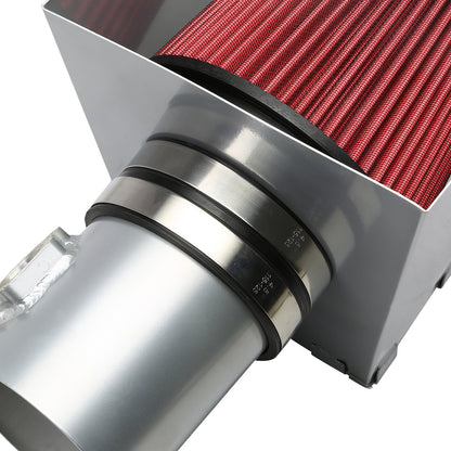 FILTRO DE AIRE ALTO FLUJO HEAT SHIELD - 99-04 FORD F-250, 350, 450 SUPER DUTY / 00-05 EXCURSION - FITS MODELS WITH 6.8L V10 ENGINE ONLY - ALUMINUM PIPING - WRINKLE FINISH - BLACK