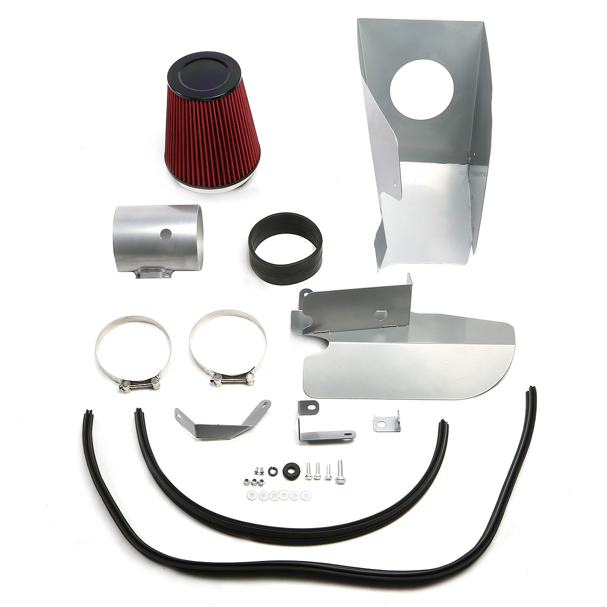 FILTRO DE AIRE ALTO FLUJO HEAT SHIELD - 99-04 FORD F-250, 350, 450 SUPER DUTY / 00-05 EXCURSION - FITS MODELS WITH 6.8L V10 ENGINE ONLY - ALUMINUM PIPING - WRINKLE FINISH - BLACK