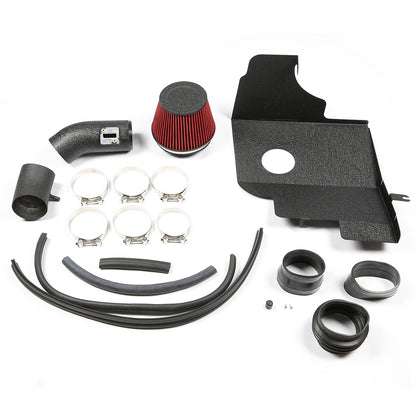 FILTRO DE AIRE ALTO FLUJO HEAT SHIELD - 11-14 FORD MUSTANG 3.7L V6 - ALUMINUM PIPING - WRINKLE FINISH - BLACK