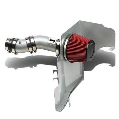 FILTRO DE AIRE ALTO FLUJO HEAT SHIELD - 11-14 FORD MUSTANG 3.7L V6 - ALUMINUM PIPING - ALUMINUM PIPING - SILVER