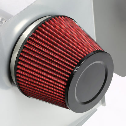 FILTRO DE AIRE ALTO FLUJO HEAT SHIELD - 11-14 FORD MUSTANG 3.7L V6 - ALUMINUM PIPING - ALUMINUM PIPING - SILVER