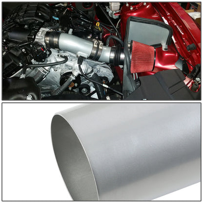 FILTRO DE AIRE ALTO FLUJO HEAT SHIELD - 11-14 FORD MUSTANG 3.7L V6 - ALUMINUM PIPING - ALUMINUM PIPING - SILVER