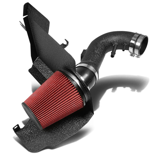FILTRO DE AIRE ALTO FLUJO HEAT SHIELD - 11-14 FORD MUSTANG V8 - ALUMINUM PIPING - WRINKLE FINISH - BLACK