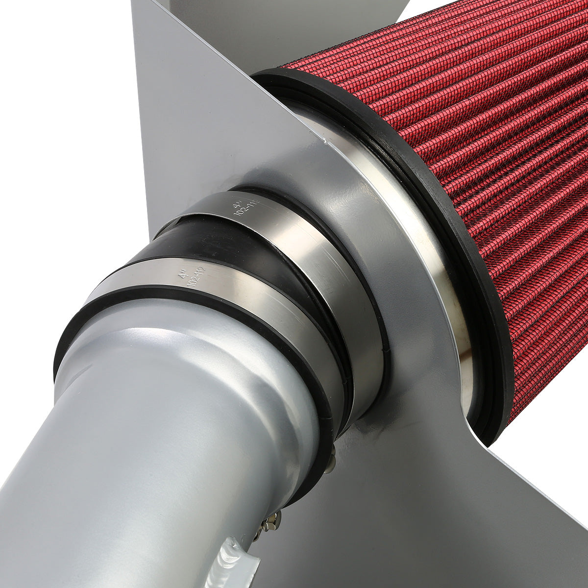 FILTRO DE AIRE ALTO FLUJO HEAT SHIELD - 11-14 FORD MUSTANG V8 - ALUMINUM PIPING - SILVER