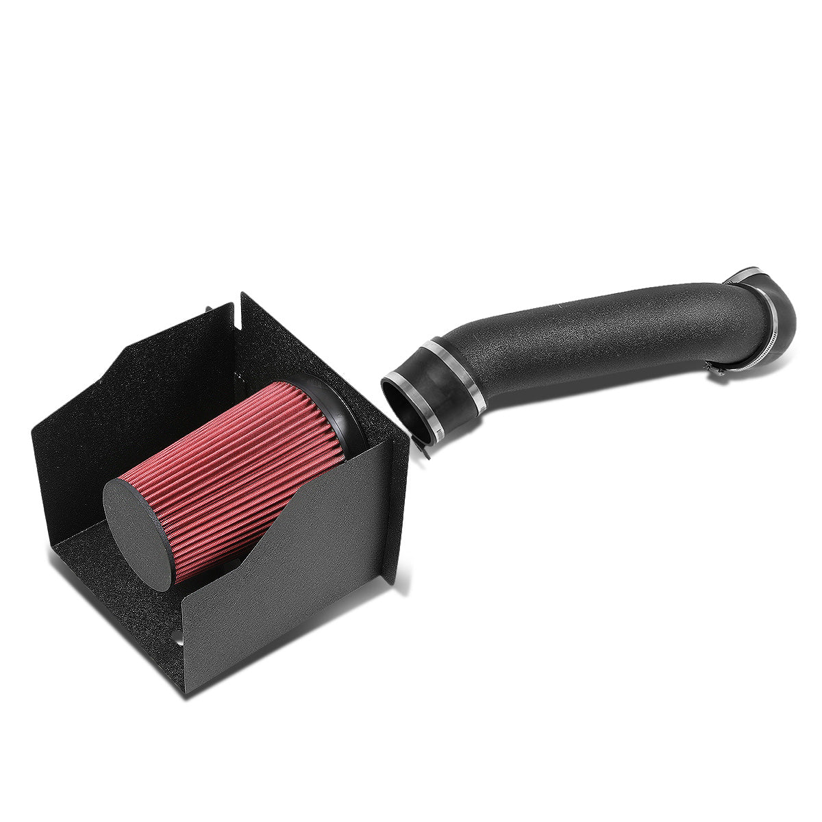 FILTRO DE AIRE ALTO FLUJO HEAT SHIELD - 03-07 HUMMERH2 6.0L V8 - ALUMINUM PIPING - WRINKLE FINISH - BLACK