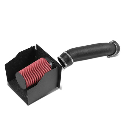 FILTRO DE AIRE ALTO FLUJO HEAT SHIELD - 03-07 HUMMERH2 6.0L V8 - ALUMINUM PIPING - WRINKLE FINISH - BLACK