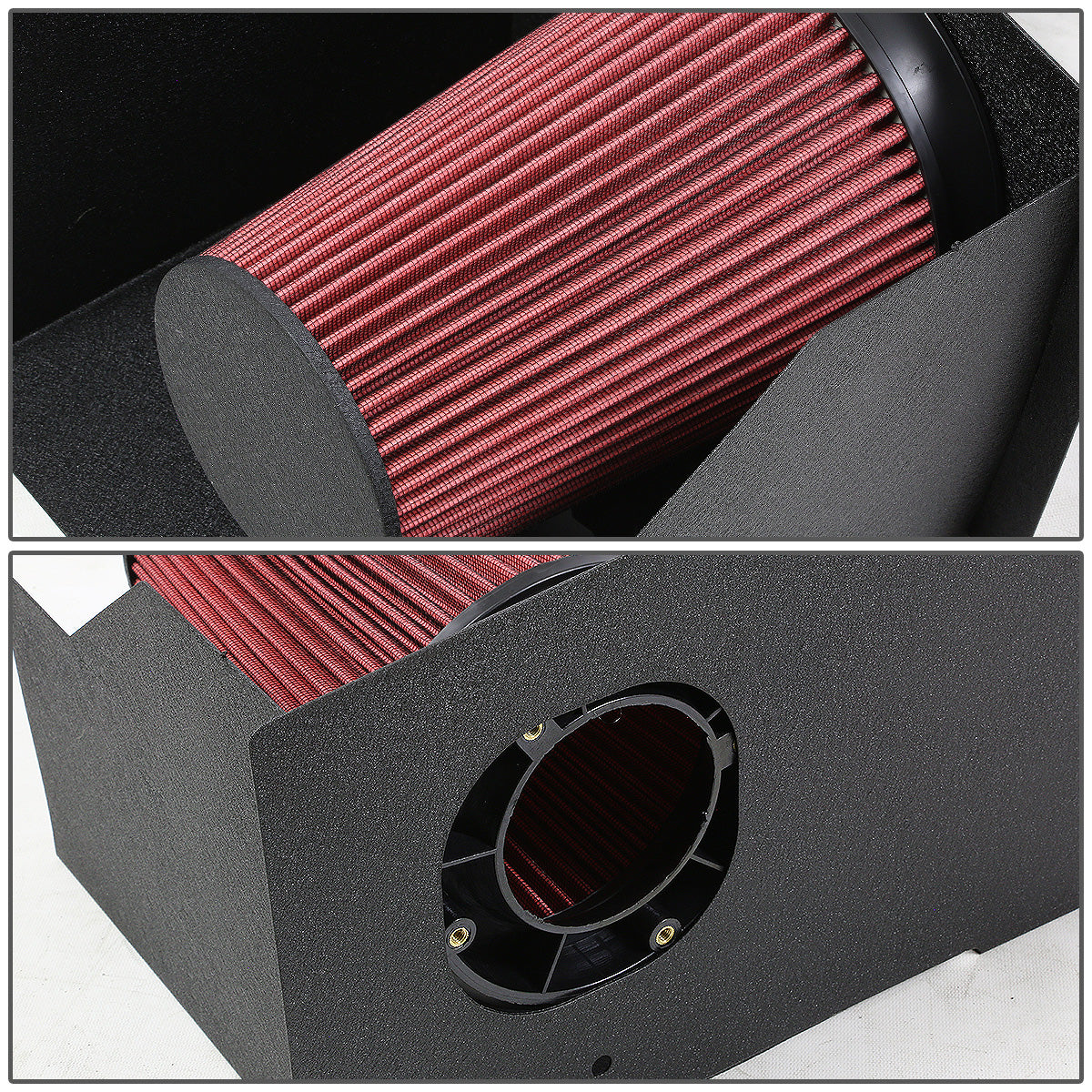 FILTRO DE AIRE ALTO FLUJO HEAT SHIELD - 03-07 HUMMERH2 6.0L V8 - ALUMINUM PIPING - WRINKLE FINISH - BLACK