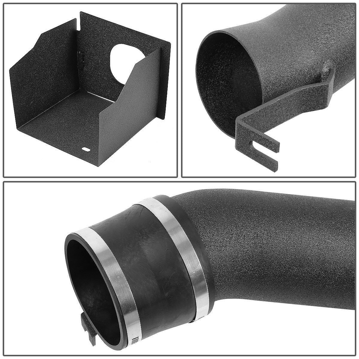 FILTRO DE AIRE ALTO FLUJO HEAT SHIELD - 03-07 HUMMERH2 6.0L V8 - ALUMINUM PIPING - WRINKLE FINISH - BLACK