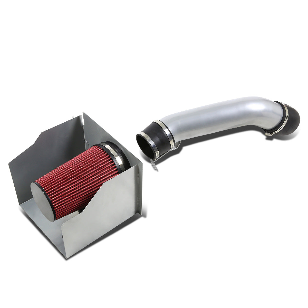 FILTRO DE AIRE ALTO FLUJO HEAT SHIELD - 03-07 HUMMERH2 6.0L V8 - ALUMINUM PIPING - SILVER
