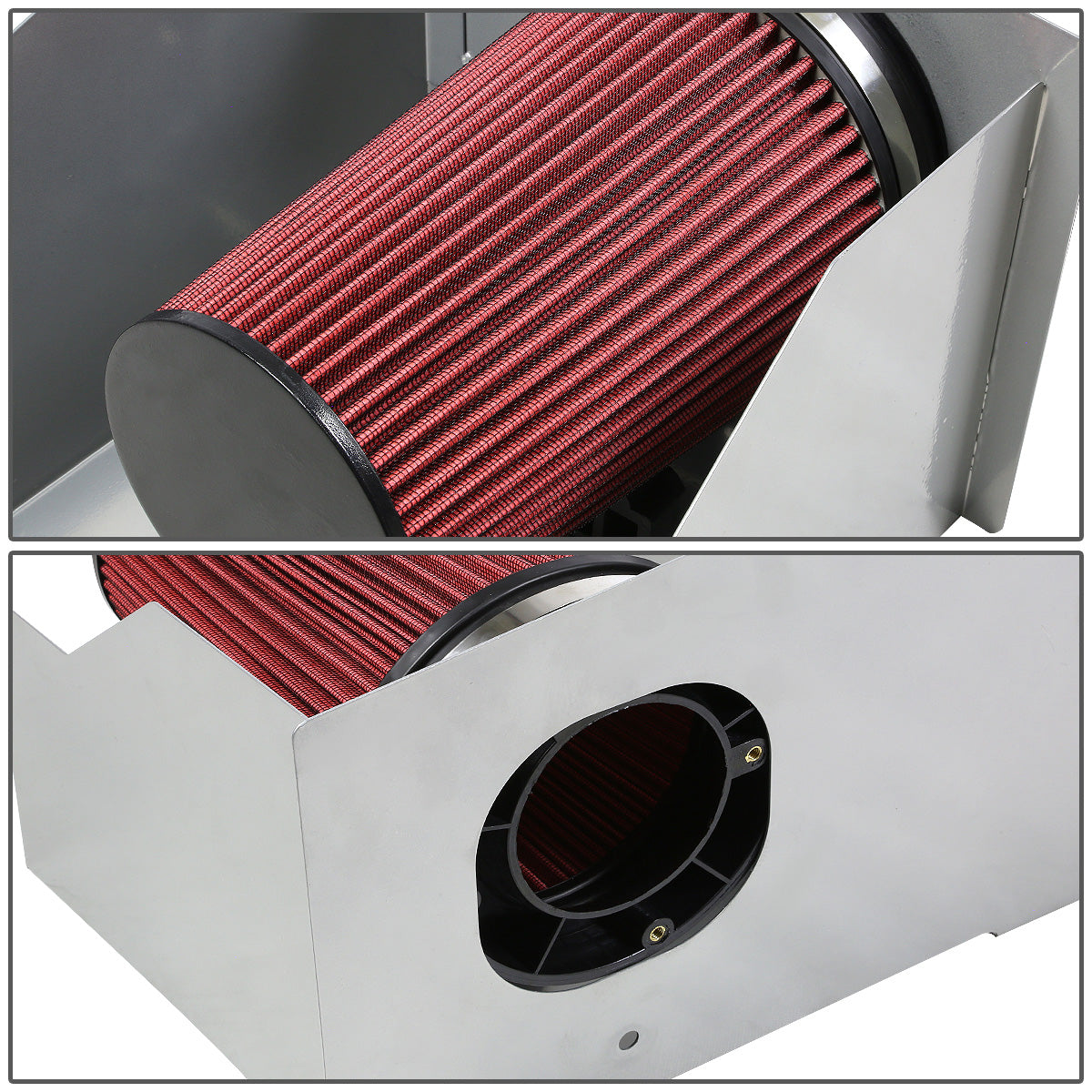 FILTRO DE AIRE ALTO FLUJO HEAT SHIELD - 03-07 HUMMERH2 6.0L V8 - ALUMINUM PIPING - SILVER