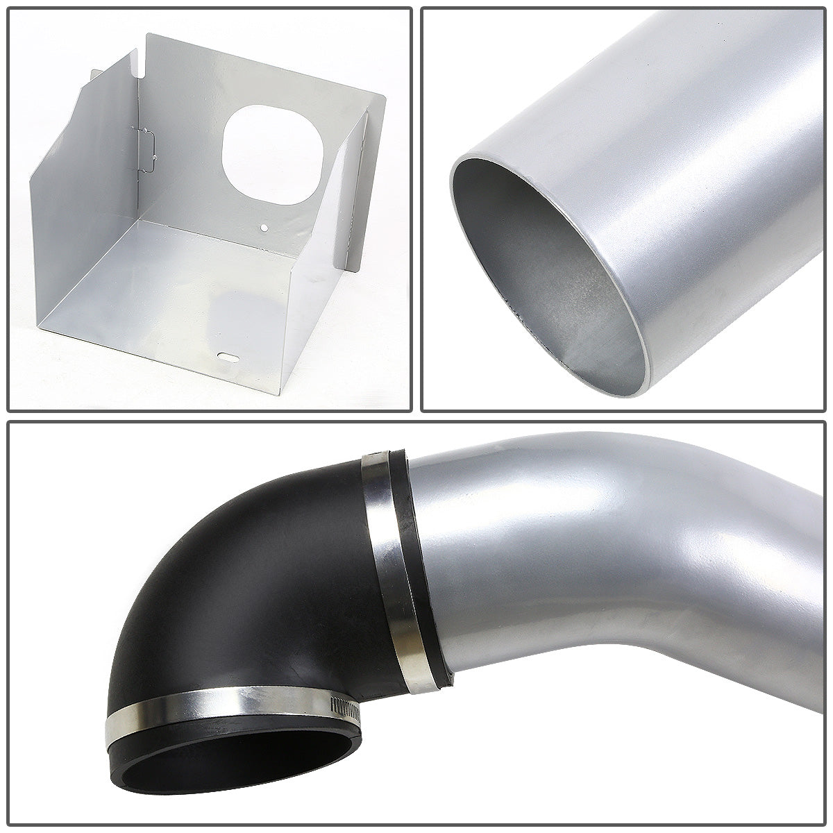 FILTRO DE AIRE ALTO FLUJO HEAT SHIELD - 03-07 HUMMERH2 6.0L V8 - ALUMINUM PIPING - SILVER