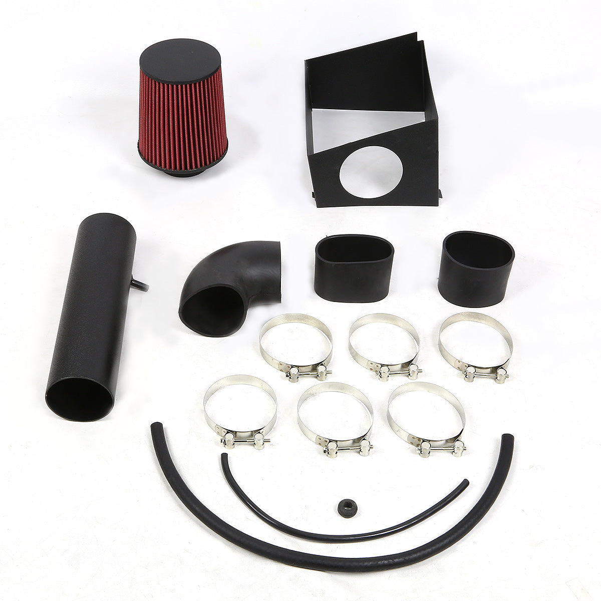 FILTRO DE AIRE ALTO FLUJO HEAT SHIELD - 05-10 JEEP GRAND CHEROKEE - FITS SRT MODELS WITH 6.1L V8 ENGING ONLY - ALUMINUM PIPING - WRINKLE FINISH - BLACK