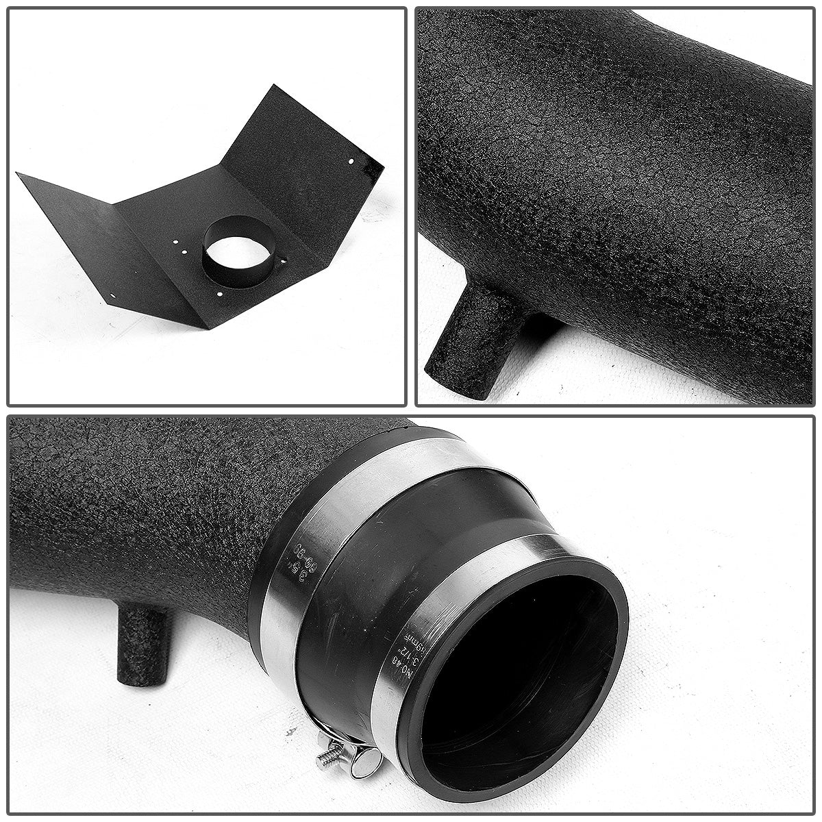 FILTRO DE AIRE ALTO FLUJO HEAT SHIELD - 03-05 LINCOLN AVIATOR 4.6L V8 - ALUMINUM PIPING - WRINKLE FINISH - BLACK