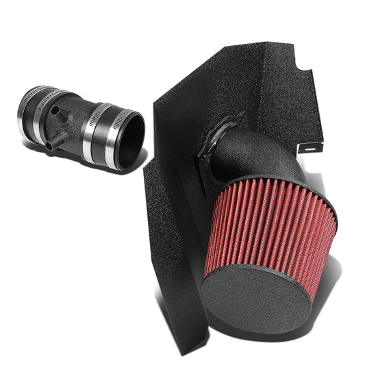 FILTRO DE AIRE ALTO FLUJO HEAT SHIELD - 99-03 NISSAN FRONTIER SE/XE 3.3L V6 - ALUMINUM PIPING - WRINKLE FINISH - BLACK