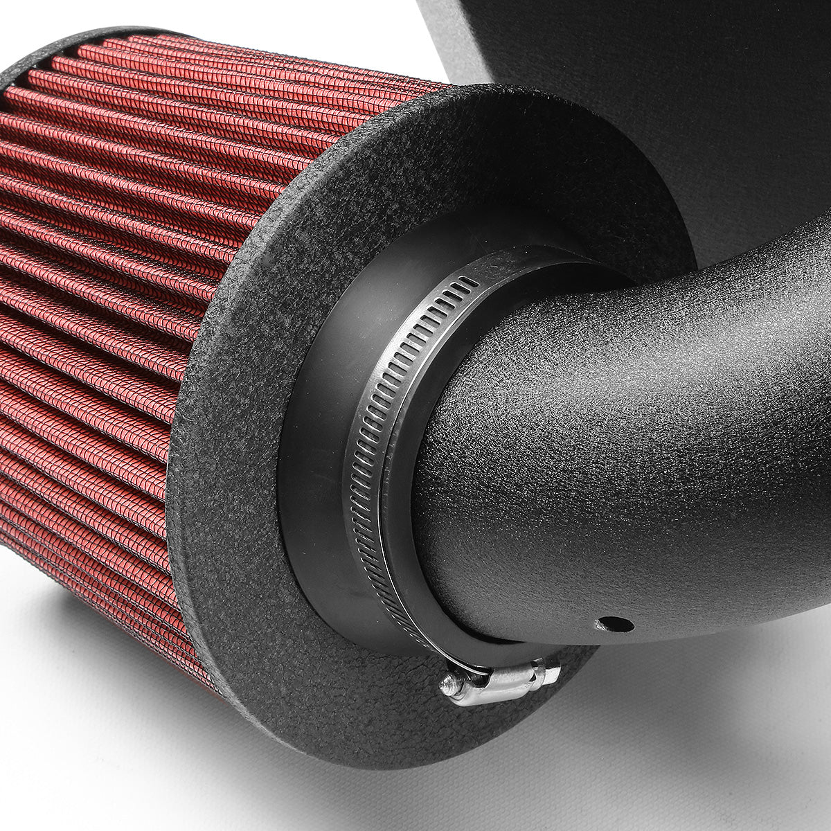 FILTRO DE AIRE ALTO FLUJO HEAT SHIELD - 99-03 NISSAN FRONTIER SE/XE 3.3L V6 - ALUMINUM PIPING - WRINKLE FINISH - BLACK