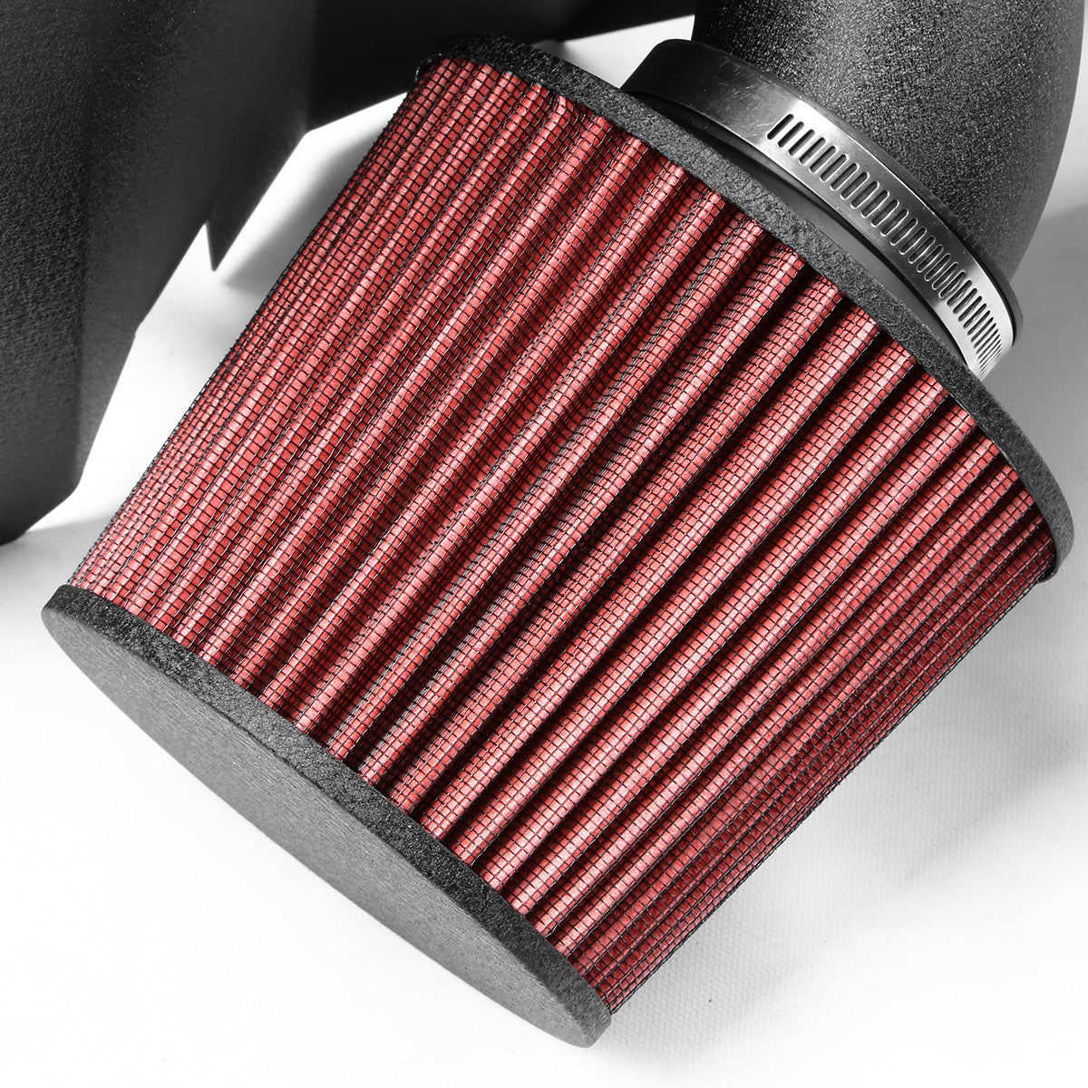 FILTRO DE AIRE ALTO FLUJO HEAT SHIELD - 99-03 NISSAN FRONTIER SE/XE 3.3L V6 - ALUMINUM PIPING - WRINKLE FINISH - BLACK