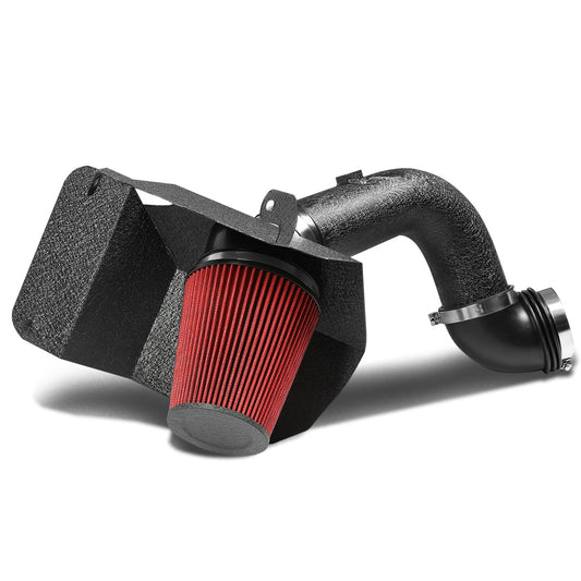 FILTRO DE AIRE ALTO FLUJO HEAT SHIELD - 03-07 DODGE RAM 5.9L / 6.7L L6 DIESEL TURBO - ALUMINUM PIPING - WRINKLE FINISH - BLACK