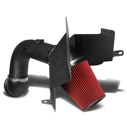 FILTRO DE AIRE ALTO FLUJO HEAT SHIELD - 03-07 DODGE RAM 5.9L / 6.7L L6 DIESEL TURBO - ALUMINUM PIPING - WRINKLE FINISH - BLACK
