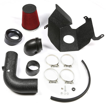 FILTRO DE AIRE ALTO FLUJO HEAT SHIELD - 03-07 DODGE RAM 5.9L / 6.7L L6 DIESEL TURBO - ALUMINUM PIPING - WRINKLE FINISH - BLACK