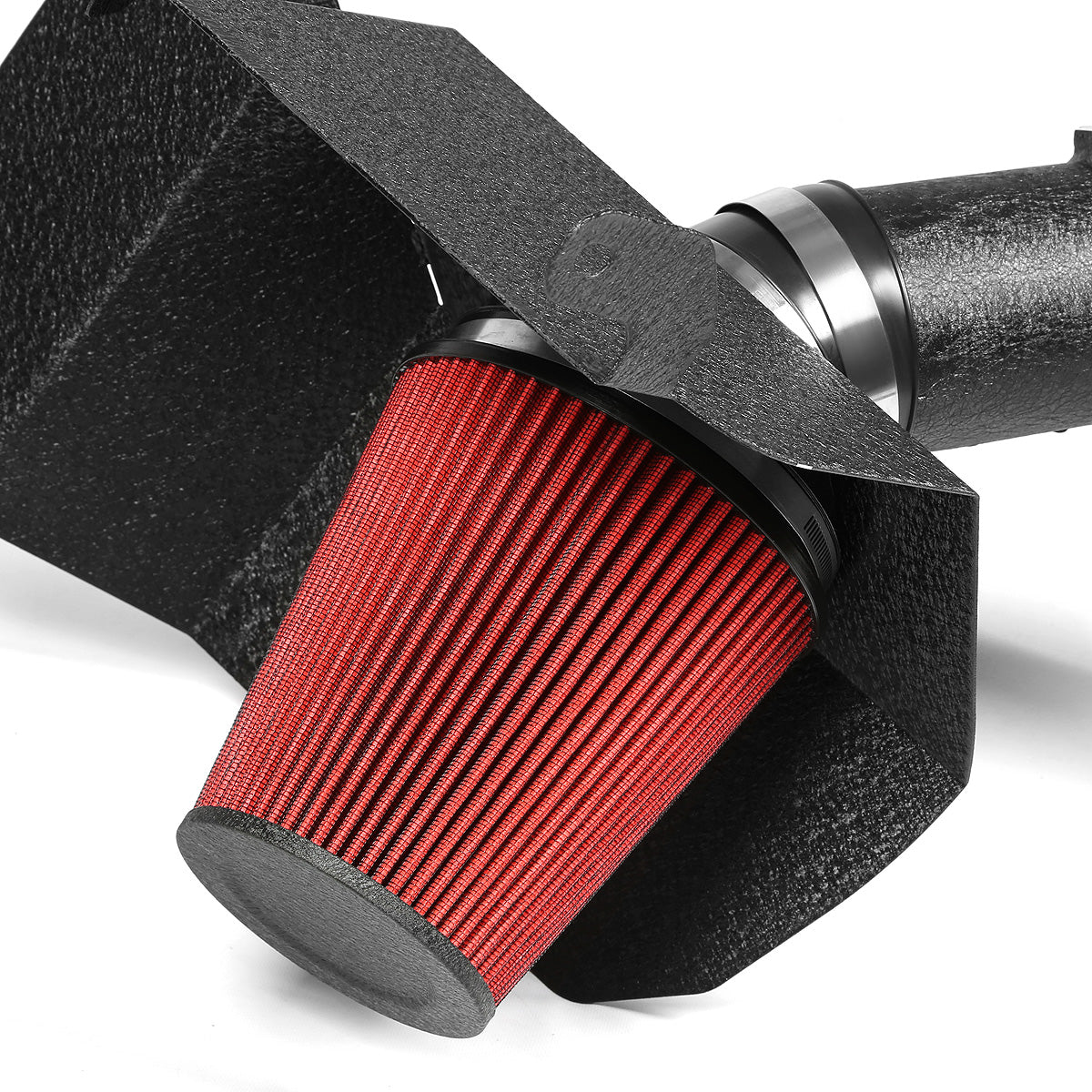 FILTRO DE AIRE ALTO FLUJO HEAT SHIELD - 03-07 DODGE RAM 5.9L / 6.7L L6 DIESEL TURBO - ALUMINUM PIPING - WRINKLE FINISH - BLACK