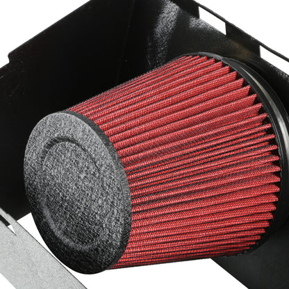FILTRO DE AIRE ALTO FLUJO HEAT SHIELD - 02-08 DODGE RAM 1500, 2500, 3500 4.7L, 5.7L HEMI - ALUMINUM PIPING - WRINKLE FINISH - BLACK