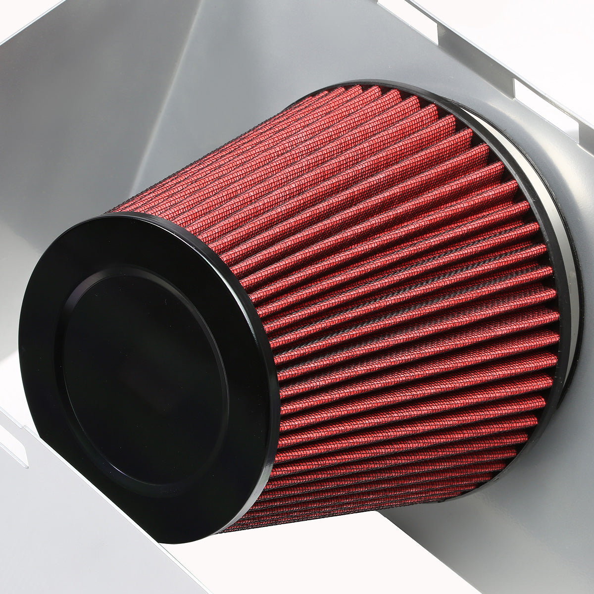FILTRO DE AIRE ALTO FLUJO HEAT SHIELD - 02-08 DODGE RAM 1500, 2500, 3500 4.7L, 5.7L HEMI - ALUMINUM PIPING - SILVER